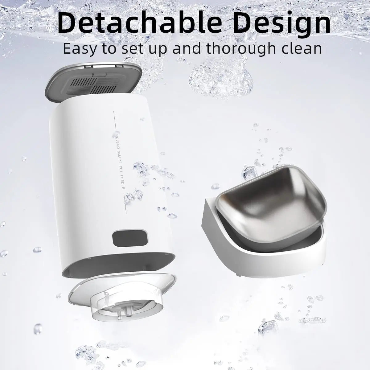 Removable bowl of the automatic pet feeder for easy cleaning